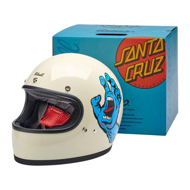 Kask Motocyklowy Biltwell Gringo Santa Cruz Vintage White - obrazek 8