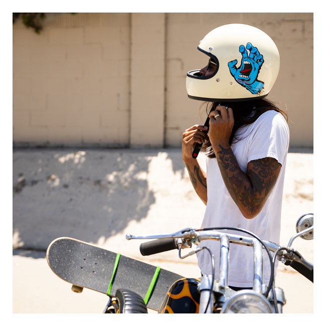 Kask Motocyklowy Biltwell Gringo Santa Cruz Vintage White - obrazek 9