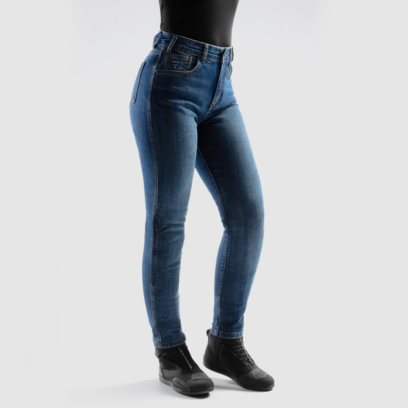 Jeansy Motocyklowe Rebelhorn Classic Mono Women Washed Blue - obrazek 3