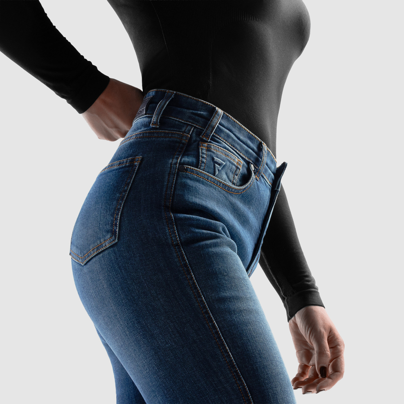 Jeansy Motocyklowe Rebelhorn Classic Mono Women Washed Blue - obrazek 5