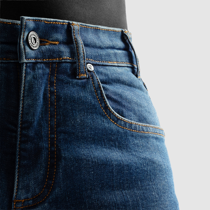 Jeansy Motocyklowe Rebelhorn Classic Mono Women Washed Blue - obrazek 7
