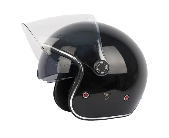 Kask Motocyklowy Otwarty By City Metropolitan Black Shiny - obrazek 3