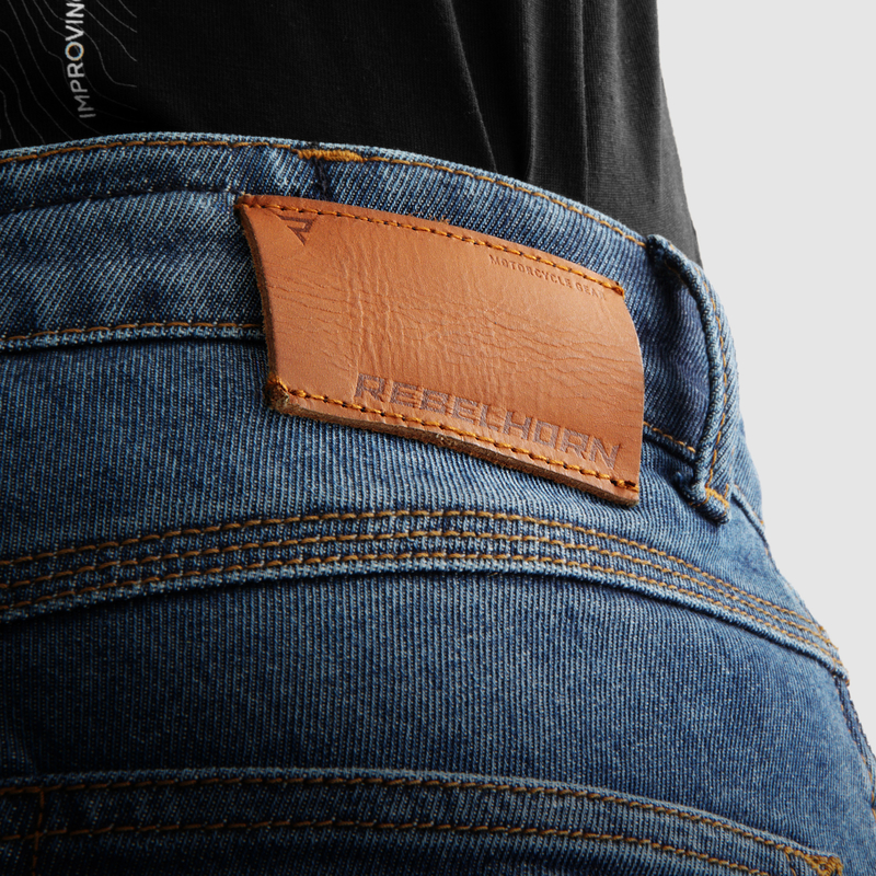 Jeansy Motocyklowe Rebelhorn Bronco Monolayer Washed Blue - obrazek 7